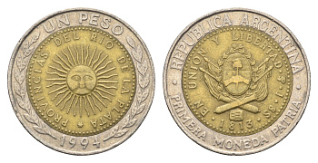 Аргентина 1 песо 1994 KM 112 биметалл 4663-632