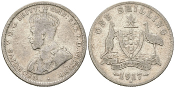 Австралия 1 шиллинг 1917 M, Георг V (1910-1936) KM 26 серебро 71-1631