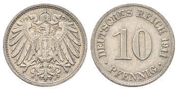 Германия 10 пфеннигов 1911 D KM 12, J. 13 медно-никель 4701-1127