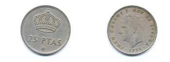 ИСПАНИЯ 25 ПЕСЕТ 1977 KM 808 медно-никель 54-1937