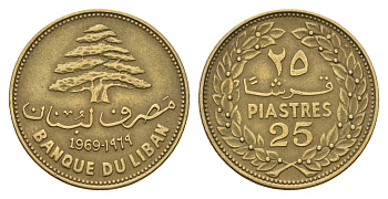 Ливан 25 пиастров 1969 KM 27.1 никель латунь 4678-345