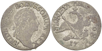 Силезия 3 гроша 1782 A, Фридрих II (1740-1786), вес 1,58 гр., монетный двор Берлин KM 24, Olding 230, Schon 55 серебро 1517-1141