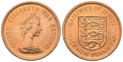 Джерси 1/2 пенни 1971 KM 29 бронза UNC 4611-436