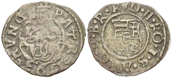 Венгрия 1 денар 1593 KB, Рудольф II Габсбург (1576-1612), мадонна с младенцем Huszar 1059 серебро 4532-1247