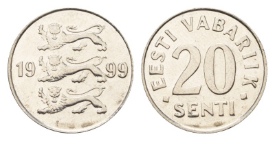 Эстония 20 сентов 1999 KM 23a сталь плакированная никелем UNC 4689-724