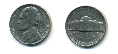 США 5 ЦЕНТОВ 1989 ДЖЕФФЕРСОН KM A192 медно-никель 4364-335