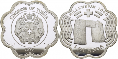 Тонга 1 паанга 1999 миллениум KM 176 серебро PROOF 1077-8-14