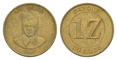 Заир 1 заир 1987 KM 13 латунь 4655-731