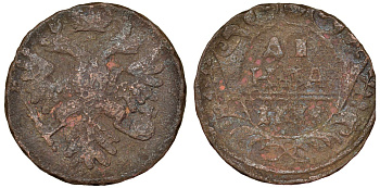 Россия 1 деньга 17ХХ медь 51-3814