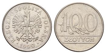 Польша 100 злотых 1990 Y 214 медно-никель 4675-621
