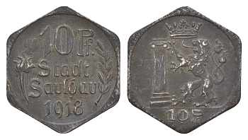 Заульгау 10 пфеннигов 1918 Funck 471.1, Men05 22507.1, Men18 28185.1 железо 4448-641