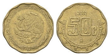 Мексика 50 сентаво 2002 KM 549 алюминиевая бронза 4664-764