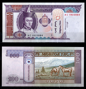 Монголия 100 тугриков 2000 Pick 65 a бумага UNC (пресс) 2195-47-1-1