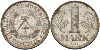 ГДР 1 марка 1977 A KM 35.2 алюминий 181-836