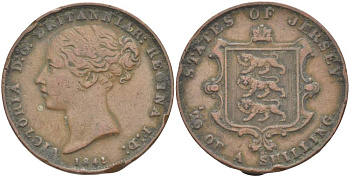 Джерси 1/26 шиллинга 1841 Виктория (1837-1901) KM 2 медь 4525-516