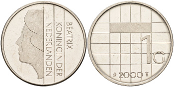 Нидерланды 1 гульден 2000 Беатрикс (1980-2013) KM 205 никель 4143-1216