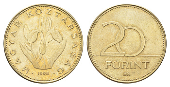 Венгрия 20 форинтов 1996 KM 696 никель латунь UNC 4706-1052