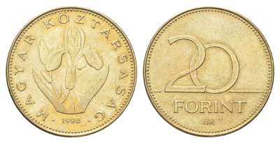 Венгрия 20 форинтов 1996 KM 696 никель латунь UNC 4706-1052