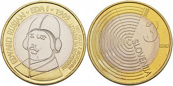 Словения 3 евро 2009 100 лет первому полету самолета Эдварда Русяна, из ролла KM 85 биметалл UNC M11-20