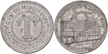 БЕЛЬГИЯ ЖЕТОН СУВЕНИРНЫЙ 1910 БОЛЬШОЙ МАГАЗИН LEONHARDS TIEYZ, БРЮССЕЛЬ алюминий 98-813