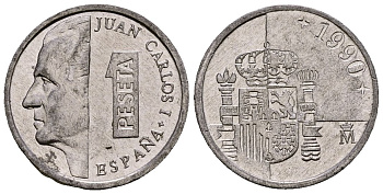 Испания 1 песета 1990 KM 832 алюминий 4173-669