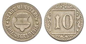Мюнстер 10 пфеннигов 1918 Funck 350.3A, Men18 22668.1 железо 4636-769