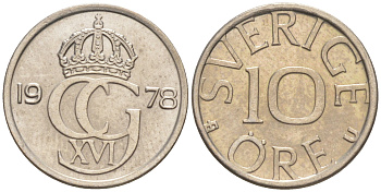 Швеция 10 эре 1978 Карл XVI Густав (1973- ) KM 850 медно-никель UNC 187-827