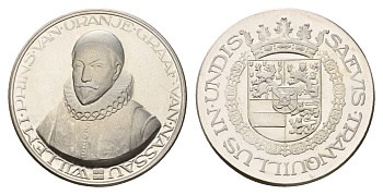 Нидерланды медаль из серии история Нидерландов - Вильгельм Оранский - прниц (Штатгальтер) Нидерландов первая половина XX века Saevis Tranquillus in Undis (спокойствие в волнах), диаметр 25 мм, вес 6,9 гр серебро PROOF 4671-1051