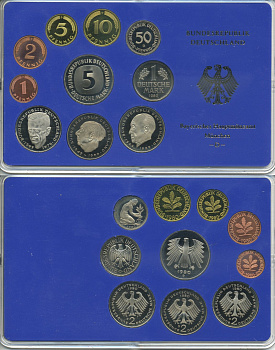 ФРГ НАБОР ИЗ 9 МОНЕТ 1980 D ОФИЦИАЛЬНЫЙ НАБОР В ПЛАСТИКЕ PROOF 00-00