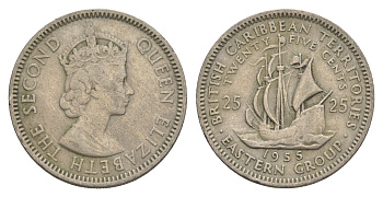 Восточные Карибские острова (Карибы) 25 центов 1955 KM 6 медно-никель 4646-236