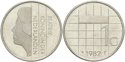 Нидерланды 1 гульден 1982 Беатрикс (1980-2013) KM 205 никель 4579-357