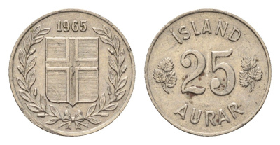 Исландия 25 эйре 1965 KM 11 медно-никель 4690-637