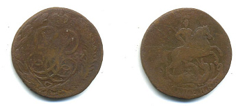 РОССИЯ 1 КОПЕЙКА 1757 медь 61-123