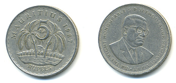 Маврикий 5 рупий 1987 Сивусагур Рамгулам KM 56 медно-никель 179-115