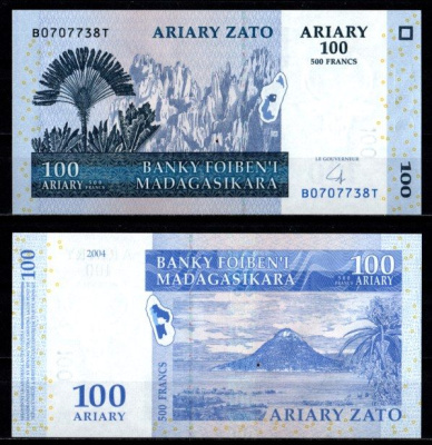 Мадагаскар 100 ариари 2004 Pick 86 b бумага UNC (пресс) 7214-50-1-2