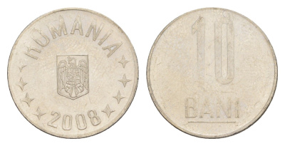 Румыния 10 бань (бани) 2008 KM 191 сталь плакированная никелем UNC 4644-1264