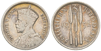 Южная Родезия 3 пенса 1932 Георг V (1910-1936) KM 1 серебро 4617-111