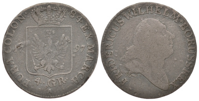 ПРУССИЯ 4 ГРОША 1797 А KM 362.1 серебро 1522-1212