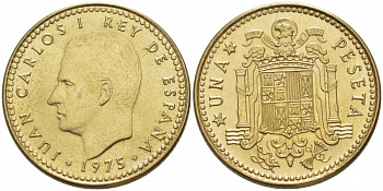 Испания 1 песета 1975 (78) Хуан Карлос I (1975-2014) KM 806 алюминиевая бронза 87-1511
