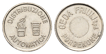 Италия жетон для выдачи напитков - кофе диаметр 23,5 мм, вес 4,7 гр никель 4670-927