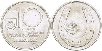 ГЕРМАНИЯ ЖЕТОН ND КАЗИНО ГОРОДА КОНСТАНЦ НА БОДЕНСКОМ ОЗЕРЕ, 25-ЛЕТНЯЯ ТРАДИЦИЯ, ДИАМЕТР 30 ММ серебро 4527-1013