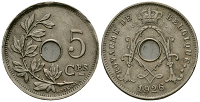 Бельгия 5 сантимов 1926 Belgique KM 66 медно-никель 4173-552
