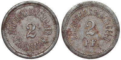 Германия, Траунштайн 2 пфеннига ND лагерь военнопленных, нотгельд железо 4119-925