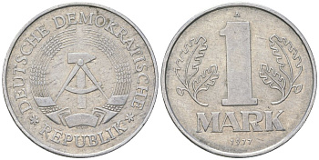 ГДР 1 марка 1977 A KM 35.2 алюминий 4575-1247