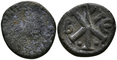 Византийская Империя пентануммий 518-527 Иустин I Константинополь FINE Sear 75 бронза 1073-9-41