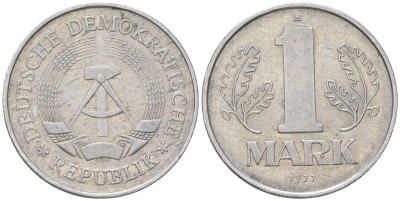 ГДР 1 марка 1977 A KM 35.2 алюминий 4575-1247