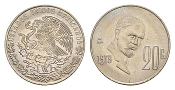 Мексика 20 сентаво 1978 Mo, Франциско Индалеси KM 442 медно-никель 4636-465