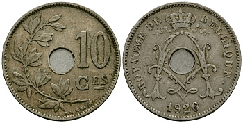 Бельгия 10 сантимов 1926 Belgique KM 85 медно-никель 4172-953