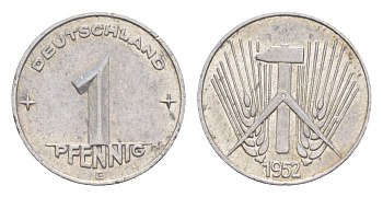 ГДР 1 пфенниг 1952 E KM 5 алюминий 4647-935