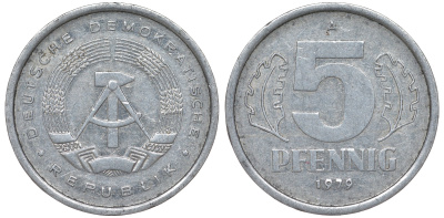ГДР 5 ПФЕННИГОВ 1979 А алюминий 62-356
